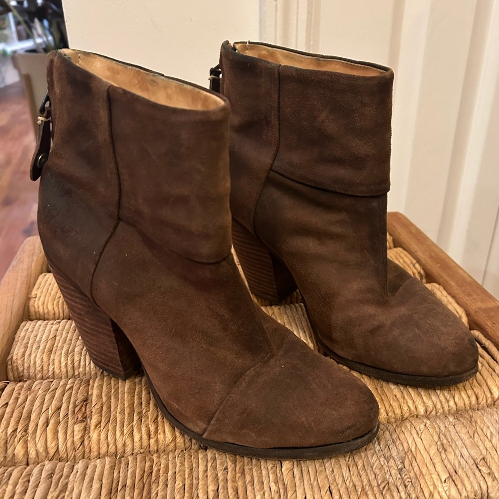 Rag & Bone pre owned brown distressed leather Newbury boot size 37.5